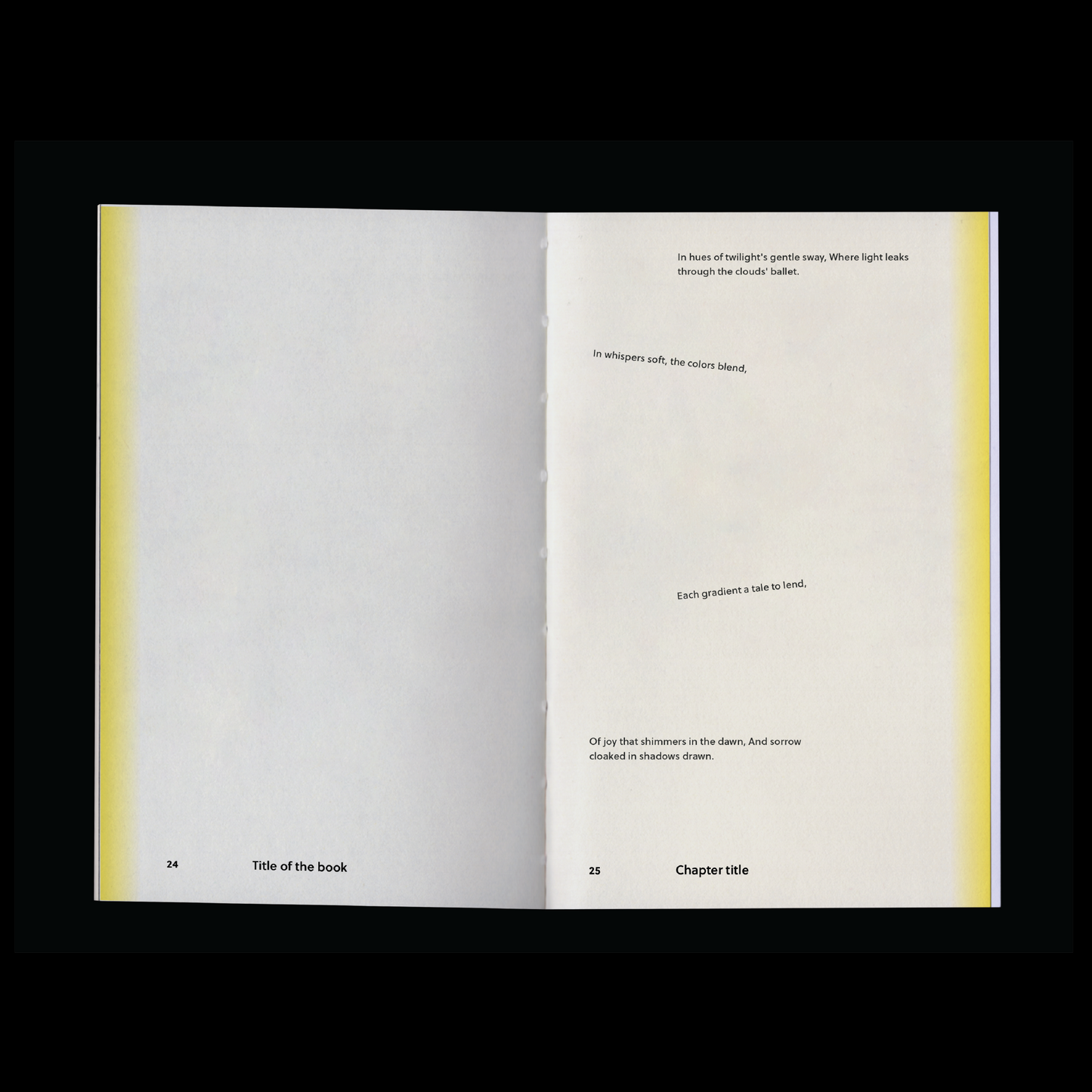 poetry book template Indesign Book layout gradient