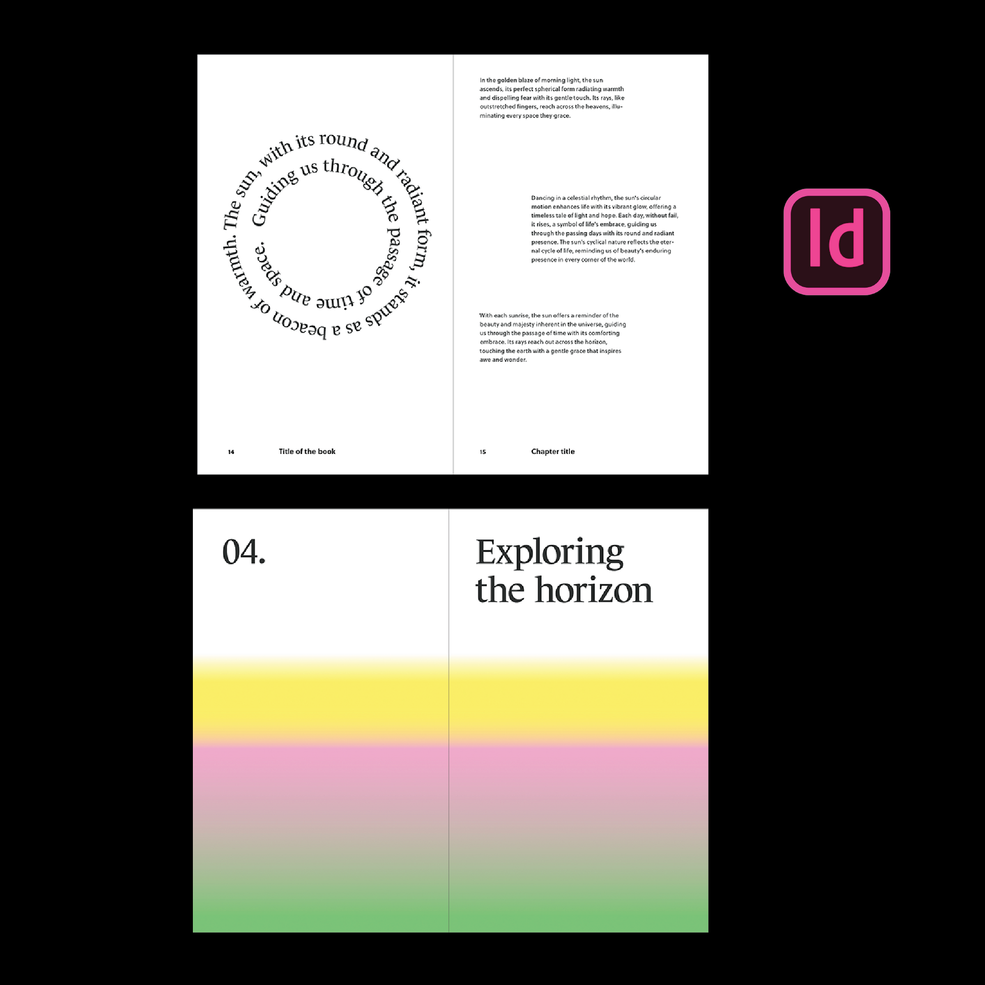 poetry book template Indesign Book layout gradient