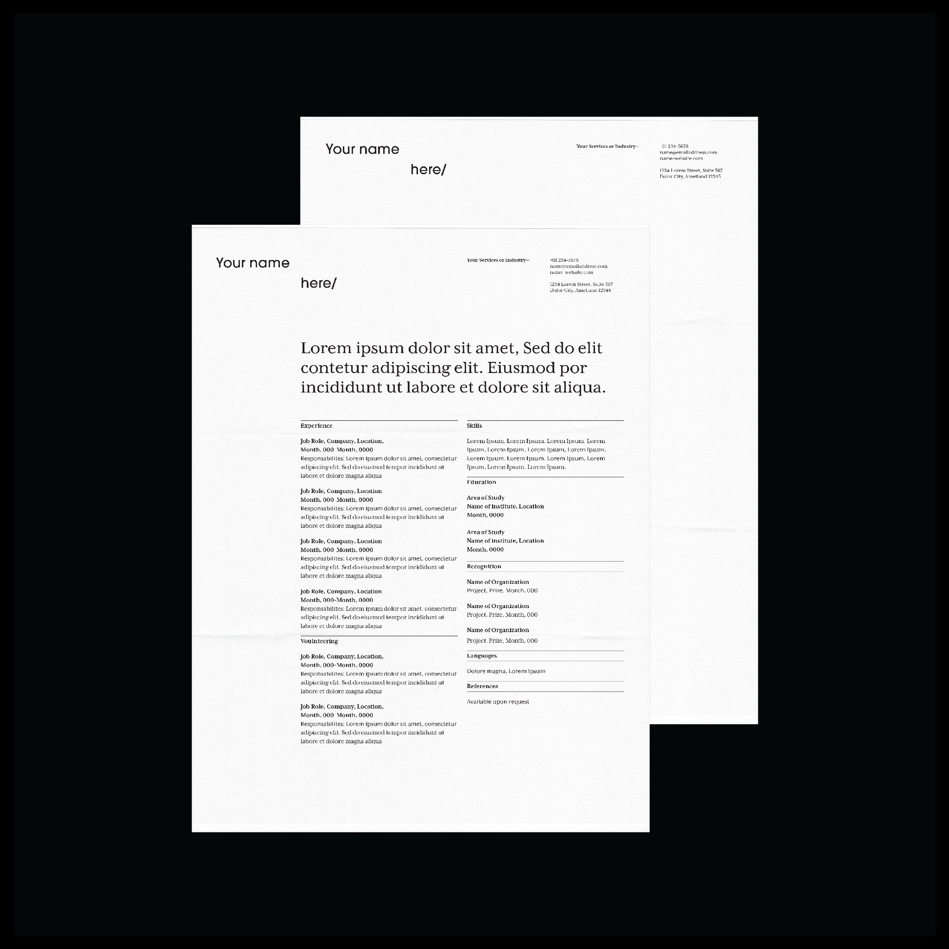 fashion portfolio book template Indesign Book layout letterhead resume cv